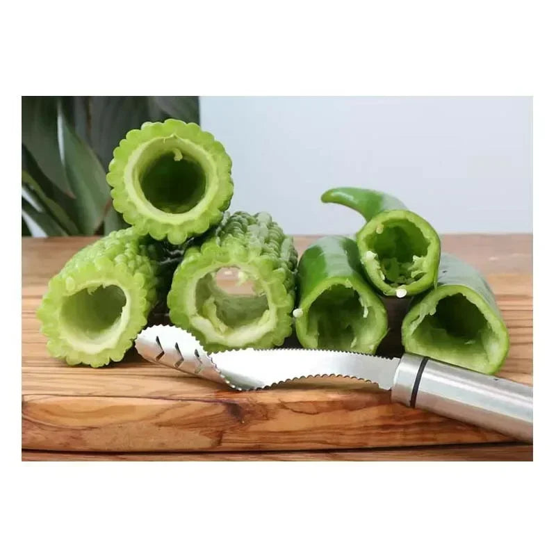 EMESA HOME Stainless Steel Vegetable Corer – Serrated Core Remover Tool for Zucchini, Cucumber & Vegetables
