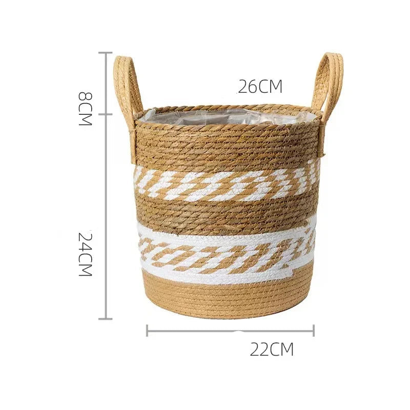 EMESA HOME Fancy Natural Planter Basket Wicker Flower Pot  Bamboo Seagrass Storage Baskets Toy Holders Home Garden Decor