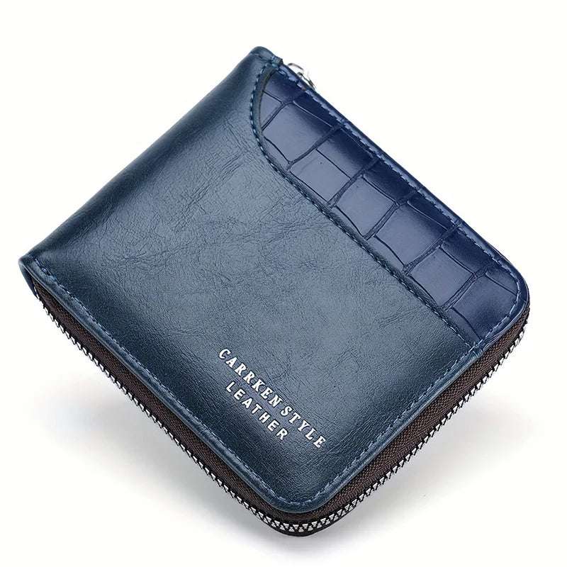 EMESA HOME Leather Men’s Wallet Luxury Men's Purse Male Zipper Card Holders with Coin Pocket Rfid Wallets Gifts for Men Money Bag