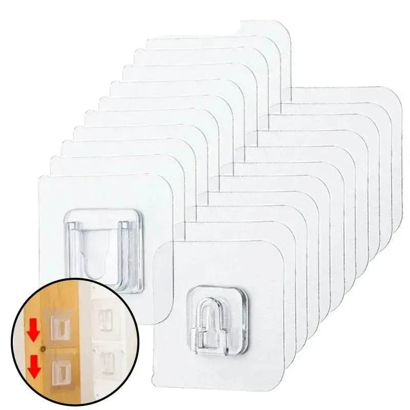 EMESA HOME Double-Sided Adhesive Wall Hooks Hanger Strong Transparent Suction Cup Hooks Kitchen Bathroom Storage Plug Socket Holder.. - EMESA HOME™