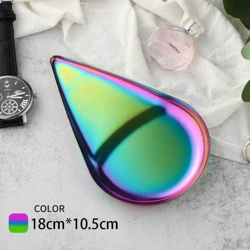 EMESA HOME Gold & Silver Stainless Steel Water Drop-Shaped Cosmetics, Jewelry & Dining Tray – Multi-Functional Home Storage Container Chroma Water drop