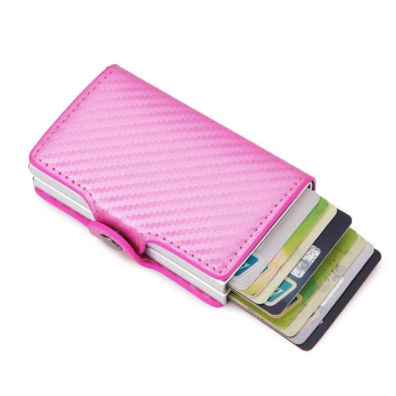 EMESA HOME RFID Blocking Men Wallet Credit Card Holder Leather Card Wallet Double Metal Box ID Card Holder Money Clip Purse - EMESA HOME™