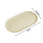 An oval beige plastic tray or dish shown on a white background with dimension arrows and labels indicating 31 cm length and 16.8 cm width.
