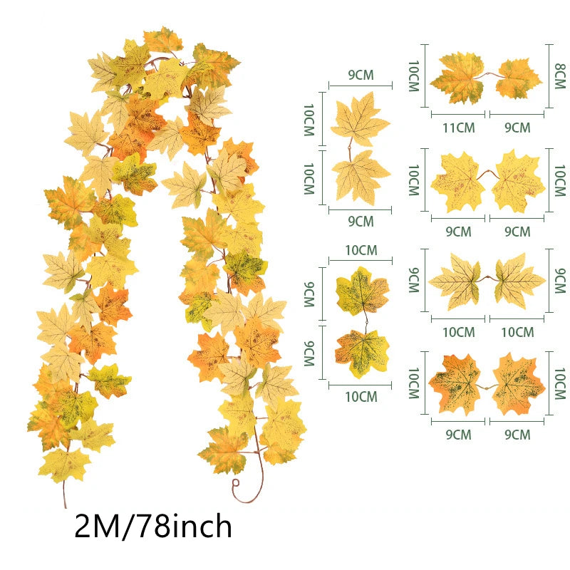 EMESA HOME 200CM Artificial Maple Leaf Garland Vine for Autumn Decor