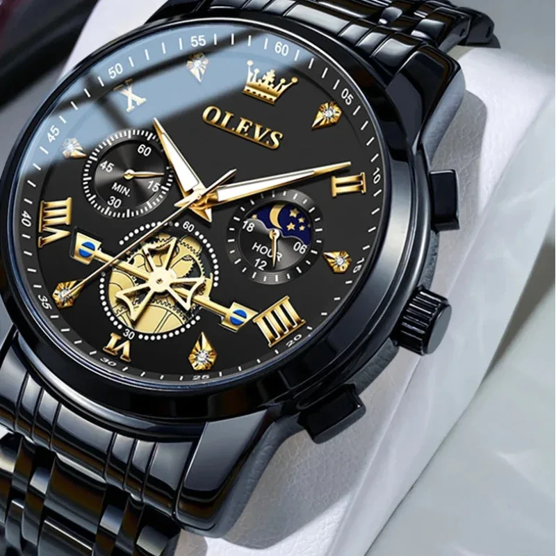 EMESA HOME Men's Luxury Quartz Watch – 24H Moon Phase, Chronograph, Waterproof, Luminous, Multifunction Wristwatch - EMESA HOME™