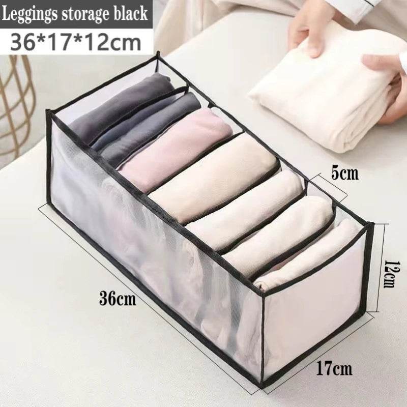 EMESA HOME Organizer for Panties, Socks, Bras, and Jeans - Foldable Wardrobe Storage Divider Box for Underwear and Clothes black 7 grid legging