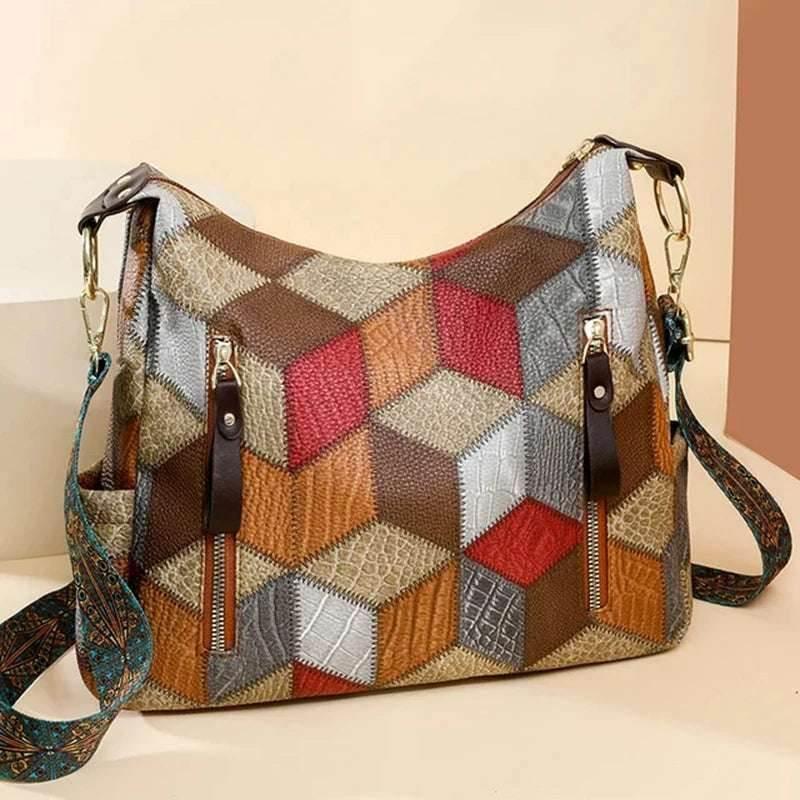 EMESA HOME Contrast Color PU Leather Tote Bag for Women | Large Capacity Designer Bucket Shoulder Handbag - EMESA HOME™