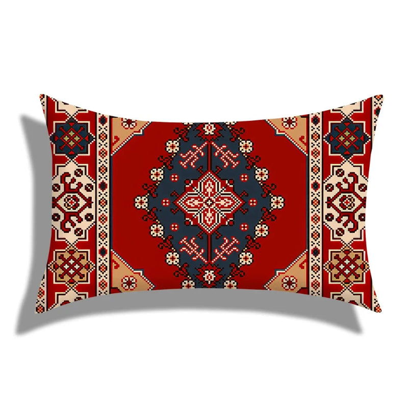Decorative pillow with geometric pattern on a white background
