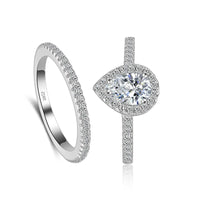 EMESA HOME 925 Sterling Silver Teardrop Zircon Ring Set – Elegant CZ Engagement & Wedding Rings for Women - product image