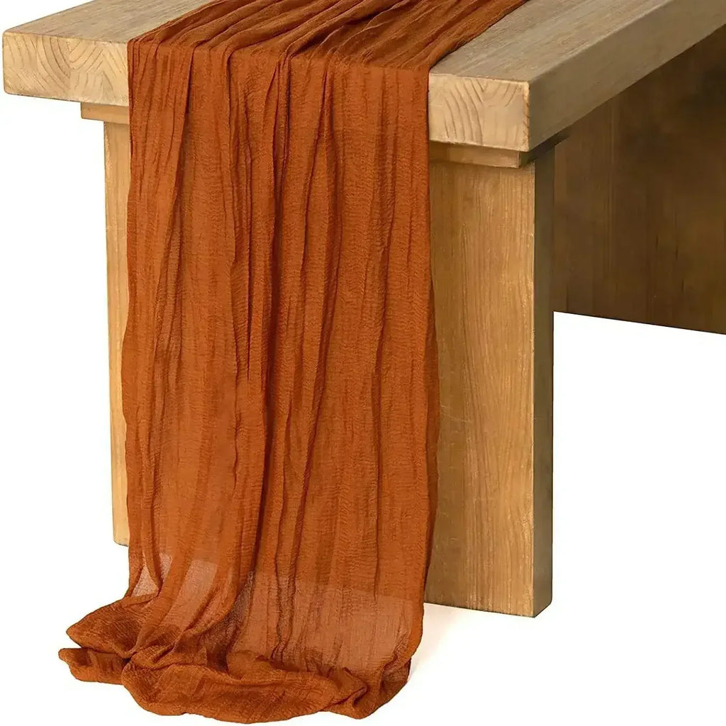 EMESA HOME Gauze Table Runner – 90×300cm Rustic Boho Table Decor for Dining, Wedding, Party, or Decoration - EMESA HOME™