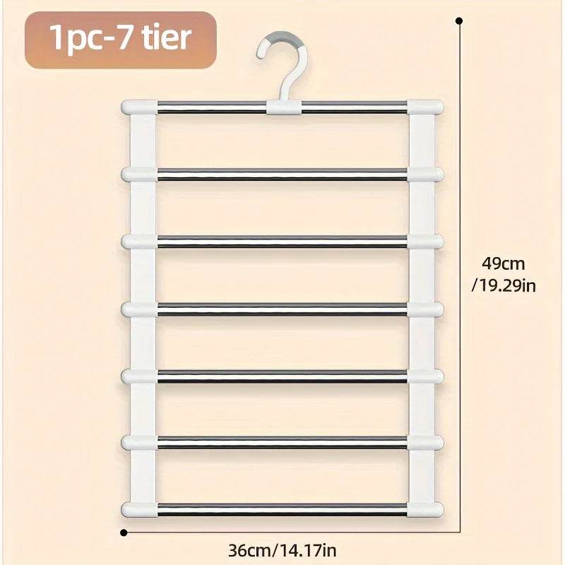 EMESA HOME Multi-Functional Pants Rack – Folding Stainless Steel Cloud Ladder Hanger with Clips, Space-Saving Multi-Layer Seamless Storage - Emesa Home