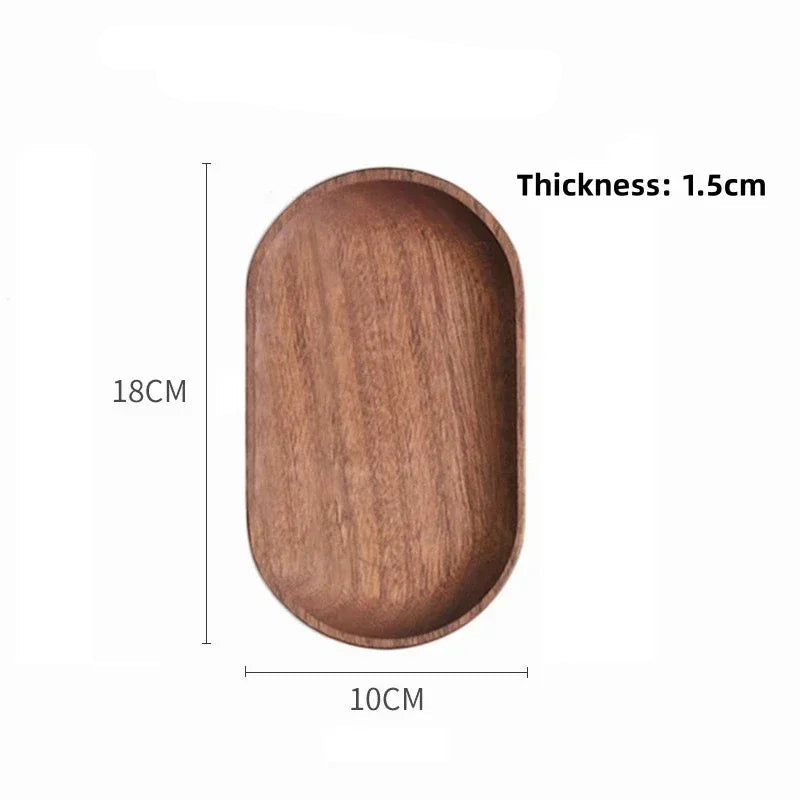 EMESA HOME Japanese Acacia Solid Wood Round Dessert Tray, Snack Platter, Dried Fruit Decorative Plate, Wooden Tableware for Household