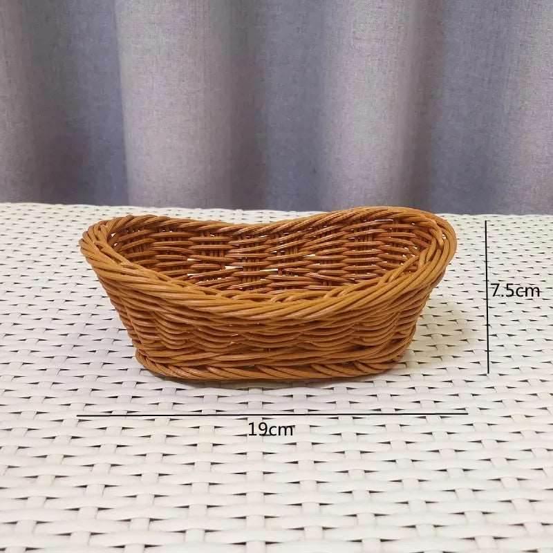 EMESA HOME-Oval Curved Rattan Wicker Woven Serving Baskets - Bread, Fruit, Vegetables, Restaurant Tabletop Display - EMESA HOME™
