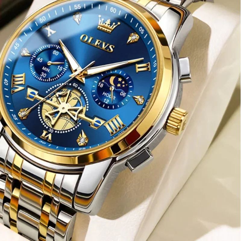 EMESA HOME Men's Luxury Quartz Watch – 24H Moon Phase, Chronograph, Waterproof, Luminous, Multifunction Wristwatch - EMESA HOME™