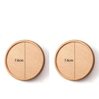 Two wooden coasters with a diameter of 7.6cm on a white background, labeled '2pcs 1-Beech'.