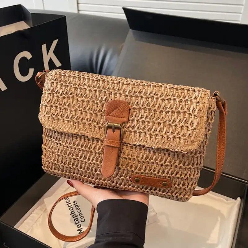 EMESA HOME Fashion Straw Women’s Crossbody Bag – Stylish Vacation Shoulder Handbag for Casual Summer Outings