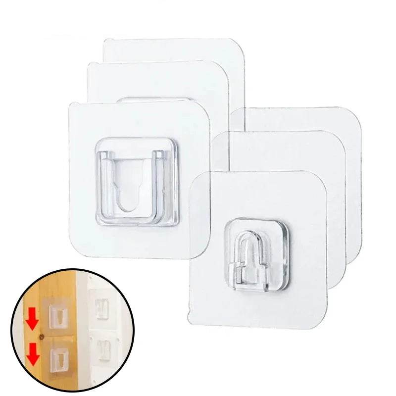 EMESA HOME Double-Sided Adhesive Wall Hooks Hanger Strong Transparent Suction Cup Hooks Kitchen Bathroom Storage Plug Socket Holder.. 6PCS(3Pairs)
