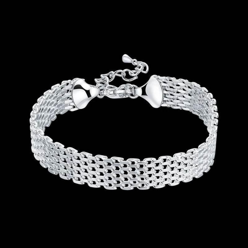 EMESA HOME 925 Sterling Silver Chain Solid Bracelet for Women& Men's Charm Party Gift Wedding Fashion Jewelry - EMESA HOME™