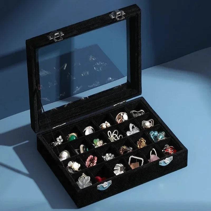 EMESA HOME Premium Velvet Jewelry Box with Large Capacity for Earrings, Rings, Necklaces and Nail Art Decorations, Jewelry Organizer Case - Emesa Home