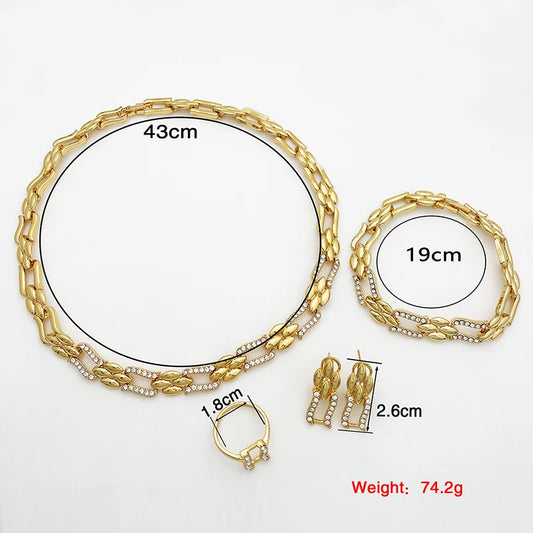 EMESA HOME Dubai Gold Cuban Jewelry Set – Necklace & Earrings for Women, Bride, Wedding & Party Gift - Emesa Home