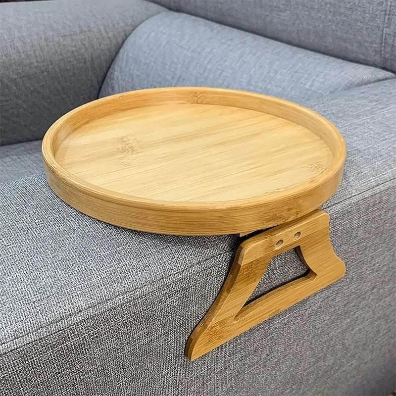 EMESA HOME Sofa Tray Table: Natural Bamboo Clip-On Tray for Convenient TV Snacks and Remote Control Storage - EMESA HOME™