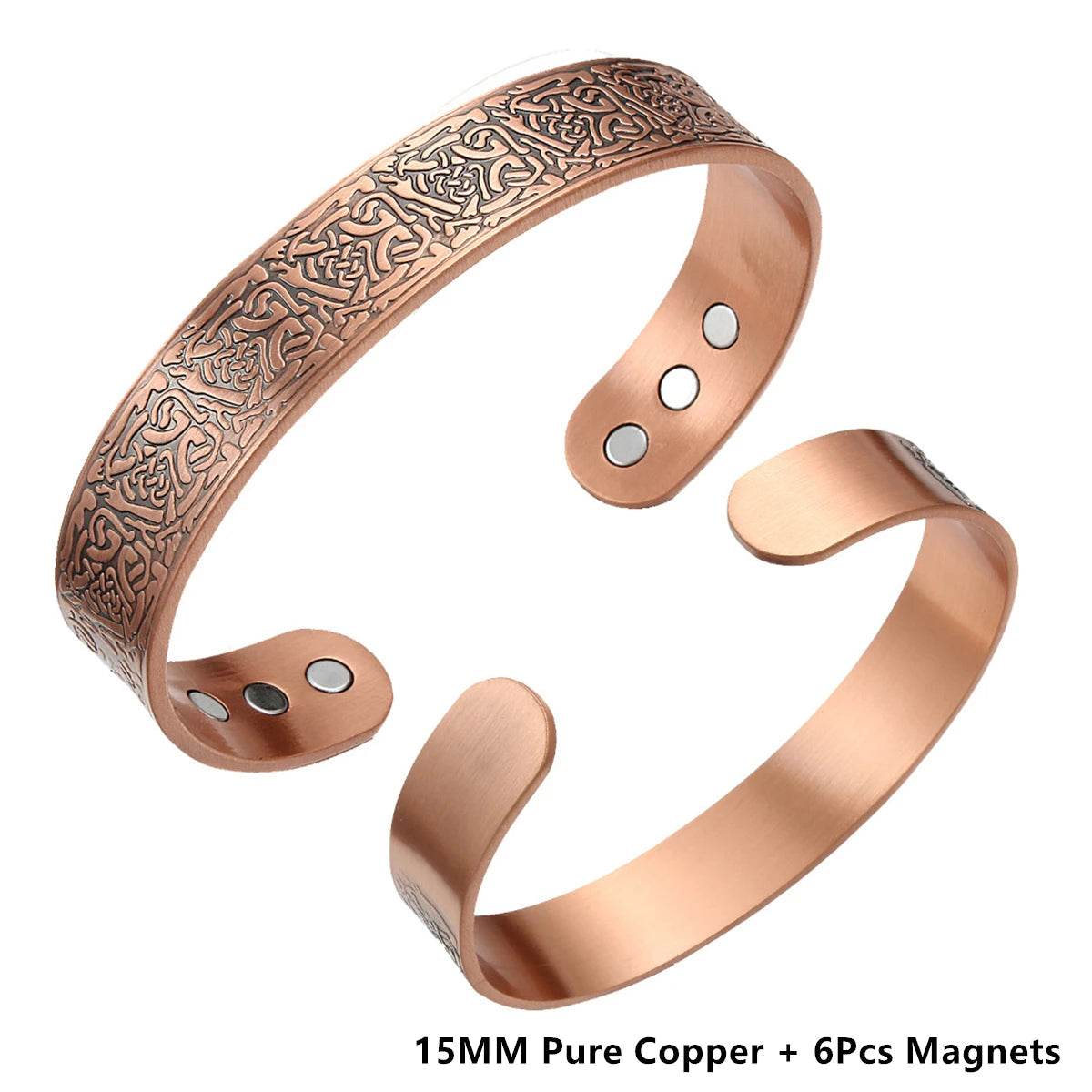 EMESA HOME Vintage Pure Copper Cuff Bracelet with 18Pcs 3500 Gauss Strong Magnets B-C007