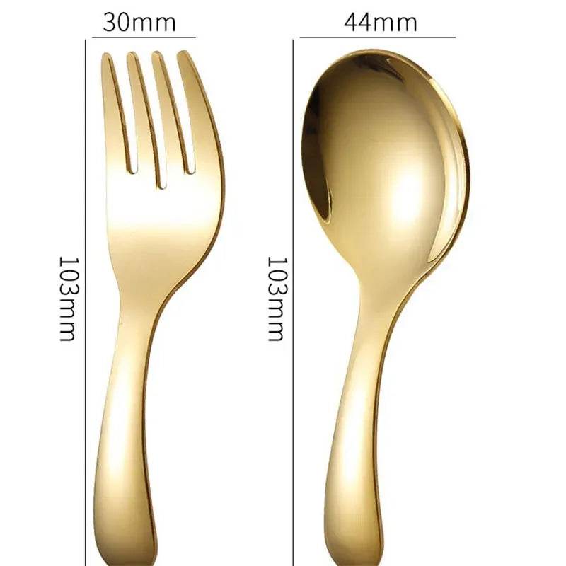 EMESA HOME 304 Stainless Steel Portable Spoon and Fork Set – Outdoor Travel, Kids and Dessert Tableware, Compact Cutlery Combination