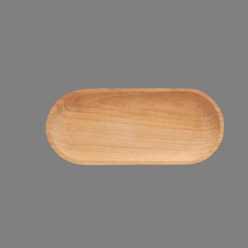 EMESA HOME Walnut Wooden Tray – Japanese Style Rectangular Solid Wood Plate for Cake, Bread, Coffee, Tea, Dinner, and Snacks Oval 23X10 cm.