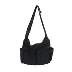 Black shoulder bag on a white background