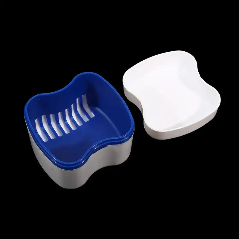 EMESA HOME Denture & Retainer Storage Case – Portable Cleaning Container for Dentures, Mouthguards & Travel Use