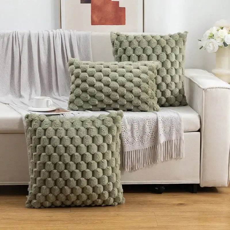 EMESA HOME Woven Snowflake Velvet Pillow Cover – Soft Solid Color Cushion Case for Sofa, Living Room & Home Decor - Emesa Home