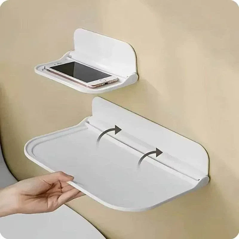EMESA HOME Foldable Wall-mounted Shelf – No-Drill Storage Rack for Bathroom, Kitchen, Bedside, Phone & WiFi Router - EMESA HOME™