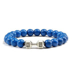 EMESA HOME Volcanic Stone Bead Bracelet – Matte Black Lava & White Dumbbell Charm Fitness Jewelry for Men & Women - EMESA HOME™