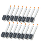 16 white brush heads with gray bristles on a white background