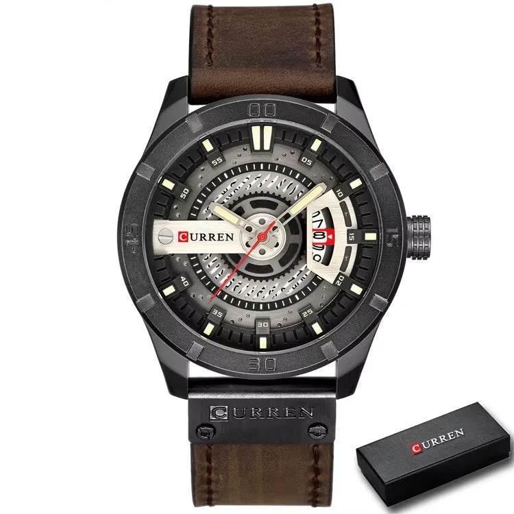 EMESA HOME Luxury Watch Brand - CURREN Men Military Sports Watches, Men's Quartz Date Clock, Casual Leather Wrist Watch - EMESA HOME™
