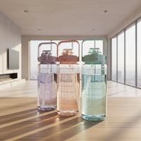 EMESA HOME 2L Straw Water Bottle – Large Capacity, Plastic Drink Cup with Time Marker for Outdoor Sports and Fitness