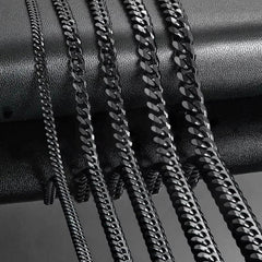 EMESA HOME Black Stainless Steel Cuban Link Chains – Classic Men’s Curb Chunky Necklace, 14 to 30 Inches - EMESA HOME™