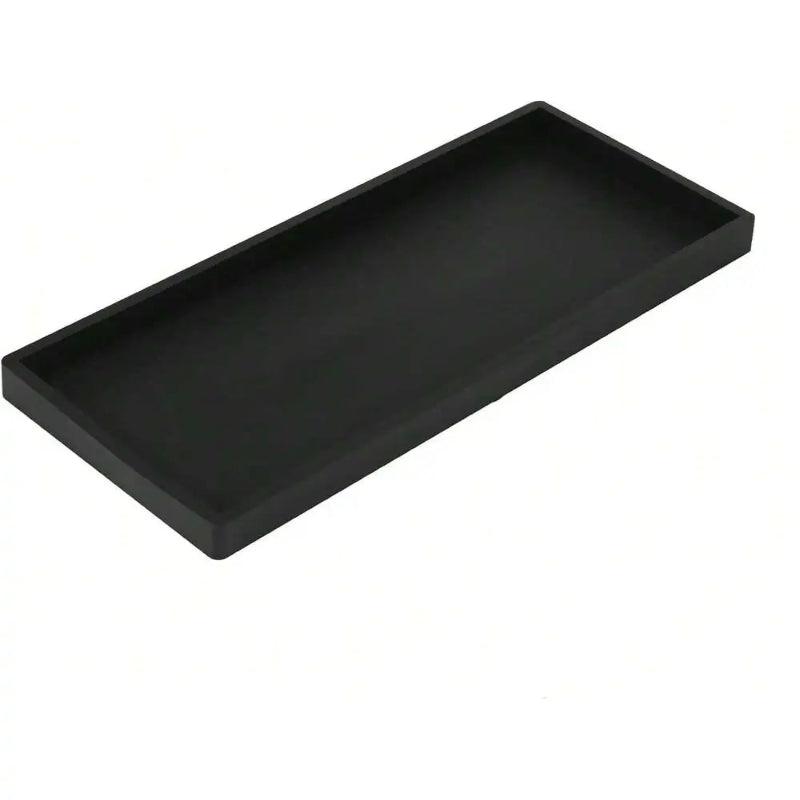 Black rectangular tray on a white background