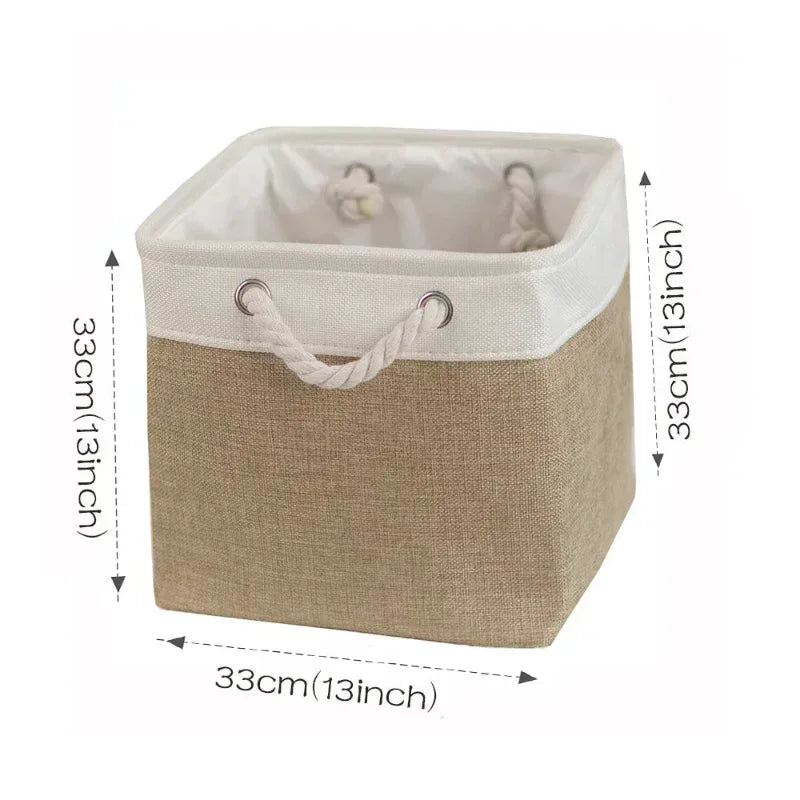 EMESA HOME Cotton Linen Folding Storage Basket – Organizer for Toys, Clothes, Sundries – Cabinet Bag, Collapsible Laundry Hamper for Home Use - EMESA HOME™