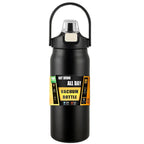 Black vacuum bottle with a handle on a white background