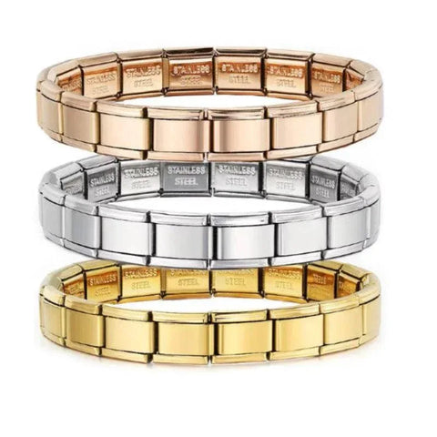 EMESA HOME 9mm Italian Charm Bracelet – Fashion Stainless Steel Elastic Link Chain Bangle, DIY Customizable Jewelry for Women & Men - EMESA HOME™