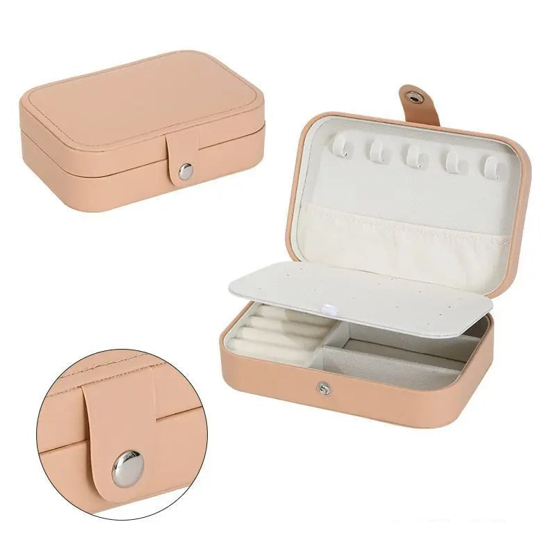 Boîte à bijoux portable Emesa Home – Organisateur de bijoux en cuir avec rangement zippé pour le voyage et l'exposition