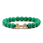 EMESA HOME Volcanic Stone Bead Bracelet – Matte Black Lava & White Dumbbell Charm Fitness Jewelry for Men & Women - EMESA HOME™