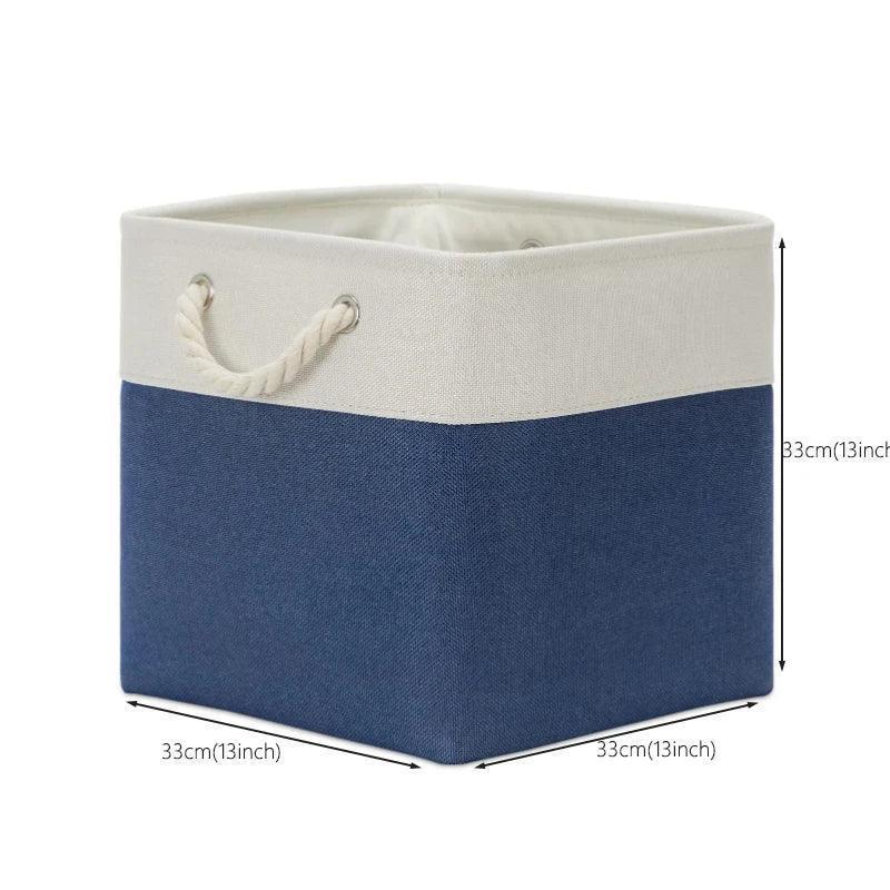 EMESA HOME Cotton Linen Folding Storage Basket – Organizer for Toys, Clothes, Sundries – Cabinet Bag, Collapsible Laundry Hamper for Home Use - EMESA HOME™