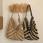 EMESA HOME Woven Straw Shoulder Bag – Medium Women's Handbag with Handle for Beach & Vacation