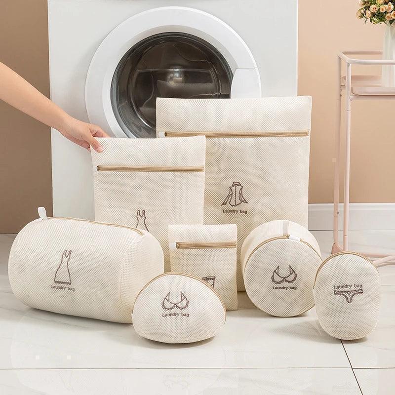 EMESA HOME 7-Piece Fine Mesh Laundry Bag Set – Embroidery Print Washing Pouches for Clothes, Delicates & Machine Laundry - EMESA HOME™