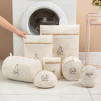 EMESA HOME 7-Piece Fine Mesh Laundry Bag Set – Embroidery Print Washing Pouches for Clothes, Delicates & Machine Laundry - EMESA HOME™