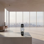 Black leather strap watch with silver case on a white background, featuring the brand 'SANDA'.