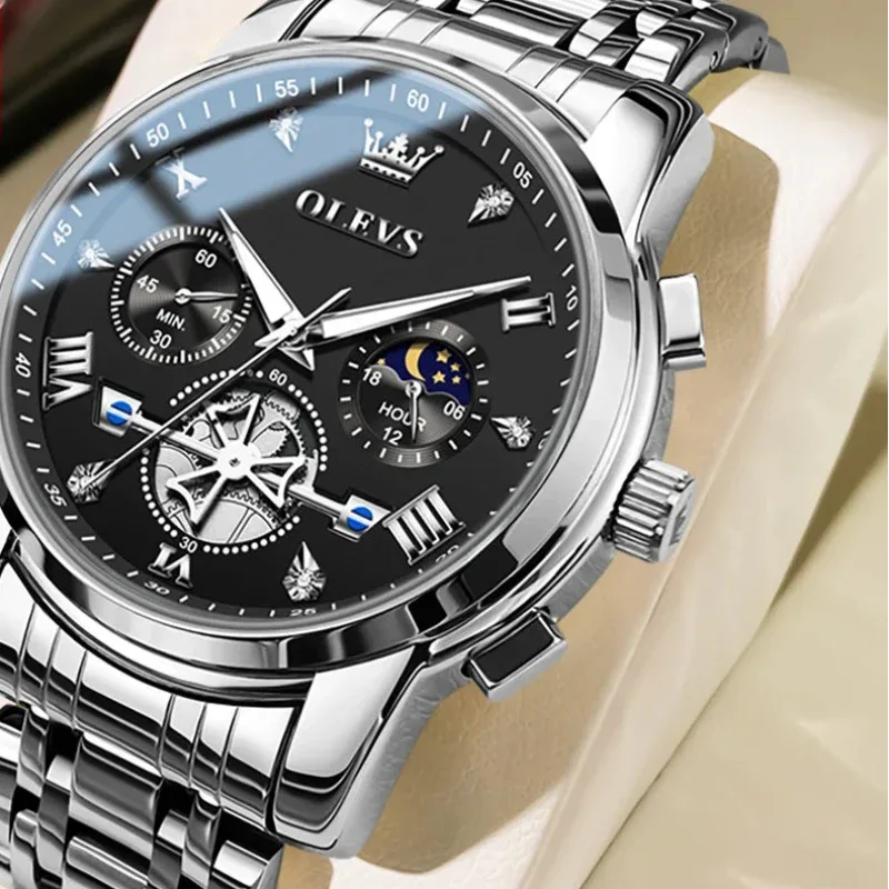 EMESA HOME Men's Luxury Quartz Watch – 24H Moon Phase, Chronograph, Waterproof, Luminous, Multifunction Wristwatch - EMESA HOME™