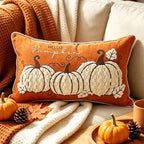 EMESA HOME Tufted Letter & Pumpkin Embroidered Autumn Cushion Cover